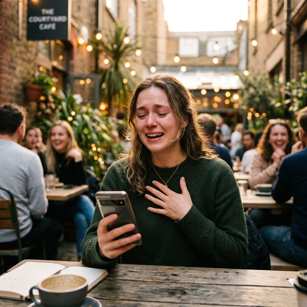 Candidate celebrating job offer milestone achievement